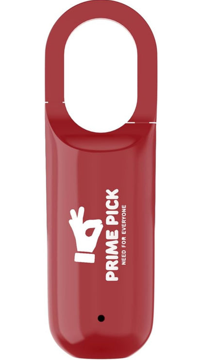 PRIME PICK Secure Fingerprint Padlock, Mini Black Padlock Fingerprint Lock, Long Standby Time USB Charge Keyless Padlock for Gym School Locker, House Door, Travel Luggage, Backpack - Red 1 Pack